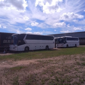 <p>А вот и автобусы &laquo;KingLong&raquo; - новое слово в уровне комфорта пассажирских перевозок. 10 единиц. Доставка закрыта. Тихо! Идет таможенное декларирование.</p>
